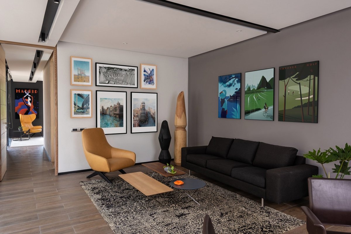 Living room decorated with The Traveler Art prints